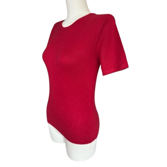 Lord & Taylor Red 100% 2-Ply Cashmere Short Sleeve Pullover Sweater Women's XS - Picture 2 of 8